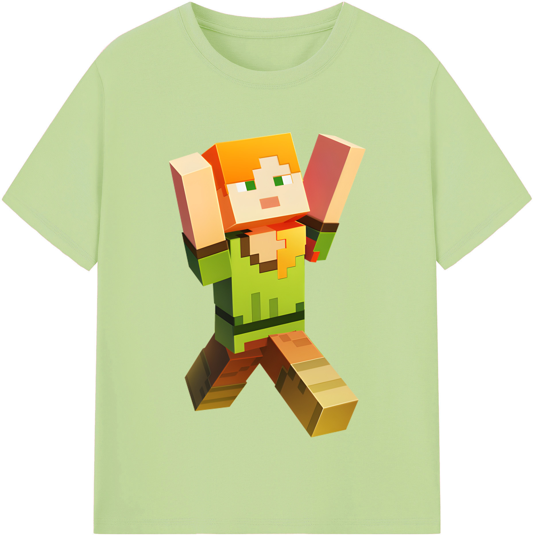 （画像用） マインクラフト ブロックの世界 Minecraft MC Block world 綿100％半袖Tシャツ（フロントプリント）